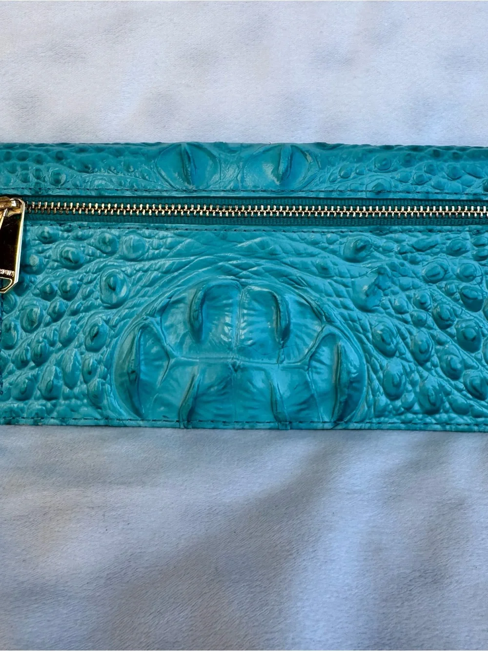 Brahmin Bright Turquoise aqua Croc-Embossed Leather Ady wallet